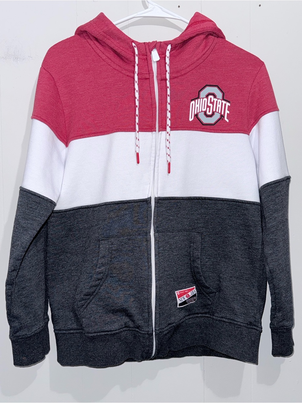 New Era Ohio State Buckeyes Full Zip Colorblock Hoodie Sweatshirt Medium EUC